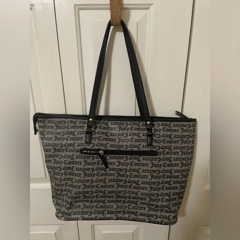Juicy Couture Monogrammed Black and Gray Tote - Picture 2 of 6